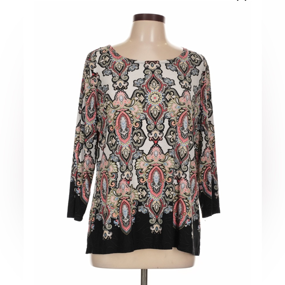 JM Collection Paisley 3/4 Sleeve Blouse